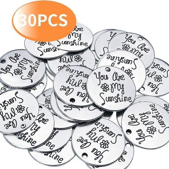 30pcs Inspirational Words Charms Round Message Alloy Pendants Jewelry Making Sup - Picture 4 of 7